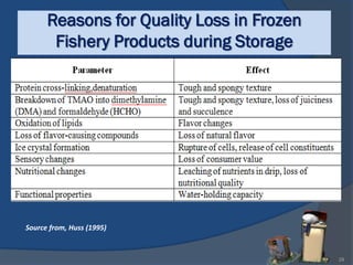 Reasons for Quality Loss in Frozen
       Fishery Products during Storage




Source from, Huss (1995)


                                           29
 