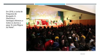 14/03/2023
Em 2018, a Junta de
Freguesia de
Bougado (S.
Martinho e
Santiago) ofereceu a
todos os alunos a
peça “A Lista Mágica
do Natal”.
 
