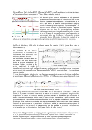Pierre Henry: Labyrinthe (2003) (Hainaut, B. (2011). Analyse et transcription graphique
d'Apesanteur (fourth movement of P...