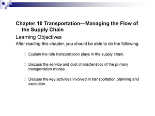FREIGHT TRANSPORTATION IN SUPPLY CHAIN MANAGEMENT | PPT