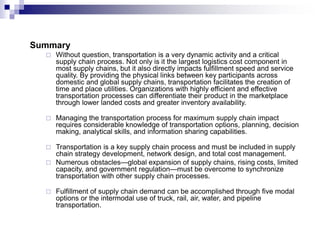 FREIGHT TRANSPORTATION IN SUPPLY CHAIN MANAGEMENT | PPT