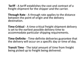 Freight Tariff Rates Example Freight forwarder | PPTX