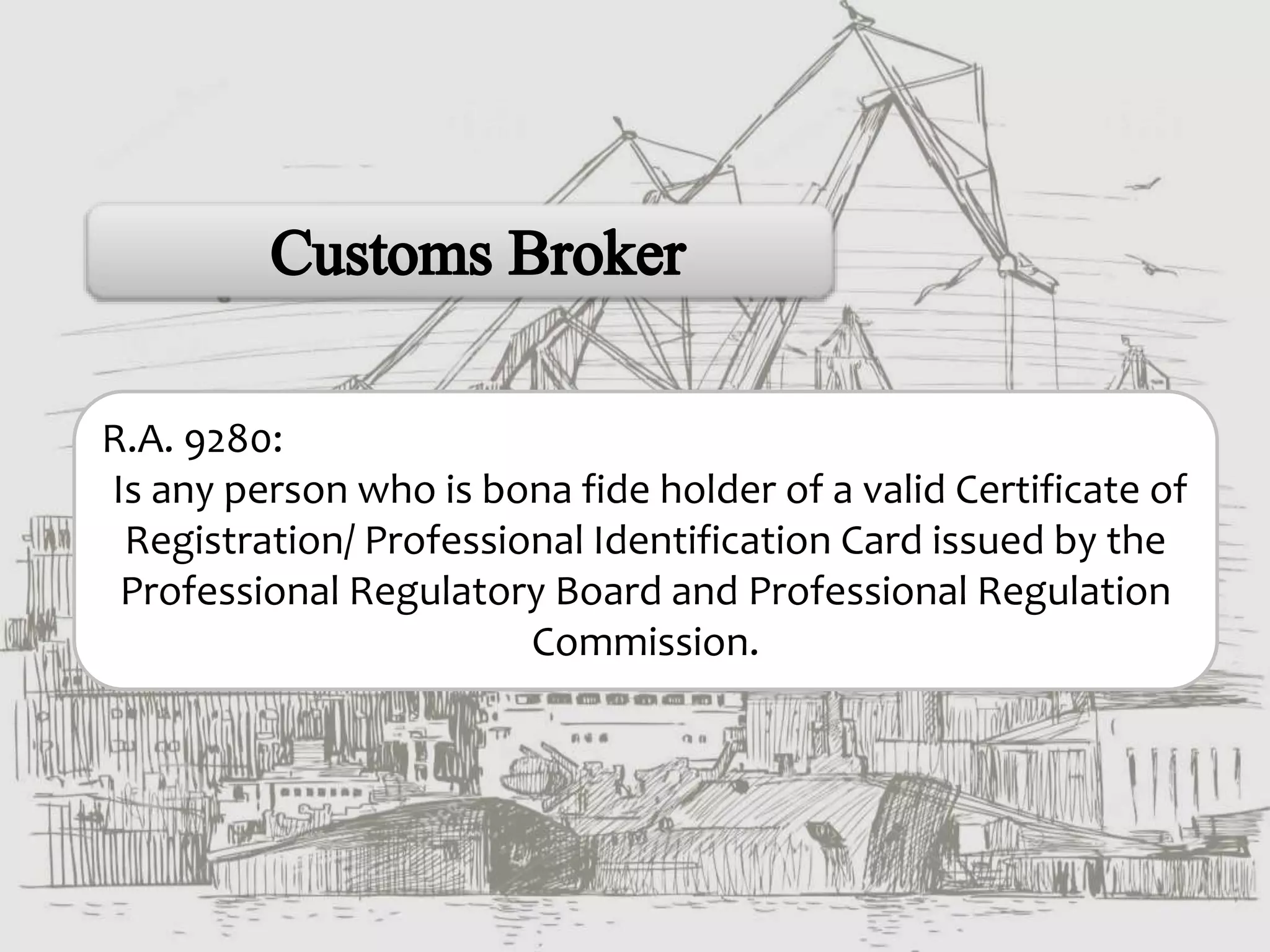 R.A. 9280:
Is any person who is bona fide holder of a valid Certificate of
Registration/ Professional Identification Card issued by the
Professional Regulatory Board and Professional Regulation
Commission.
 