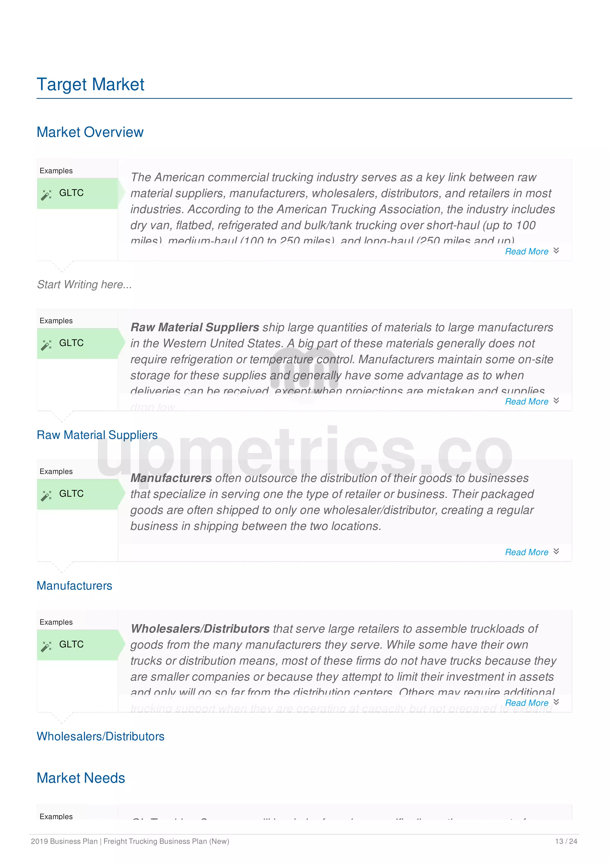Freight trucking business plan example | PDF