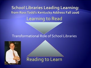 Learning to Read Transformational Role of School Libraries Reading to Learn 