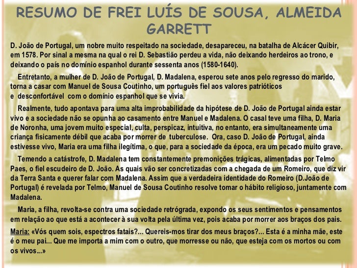 frei luis de sousa resumo frei luis de sousa resumo