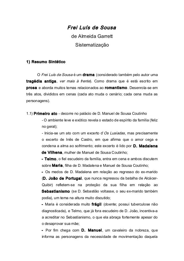 frei luis de sousa resumo frei luis de sousa resumo