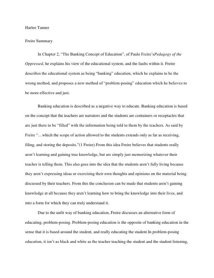 paulo freire banking concept of education essay