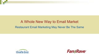 A Whole New Way to Email Market
Restaurant Email Marketing May Never Be The Same
 