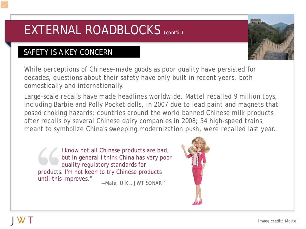 EXTERNAL ROADBLOCKS (cont'd.) SAFETY IS