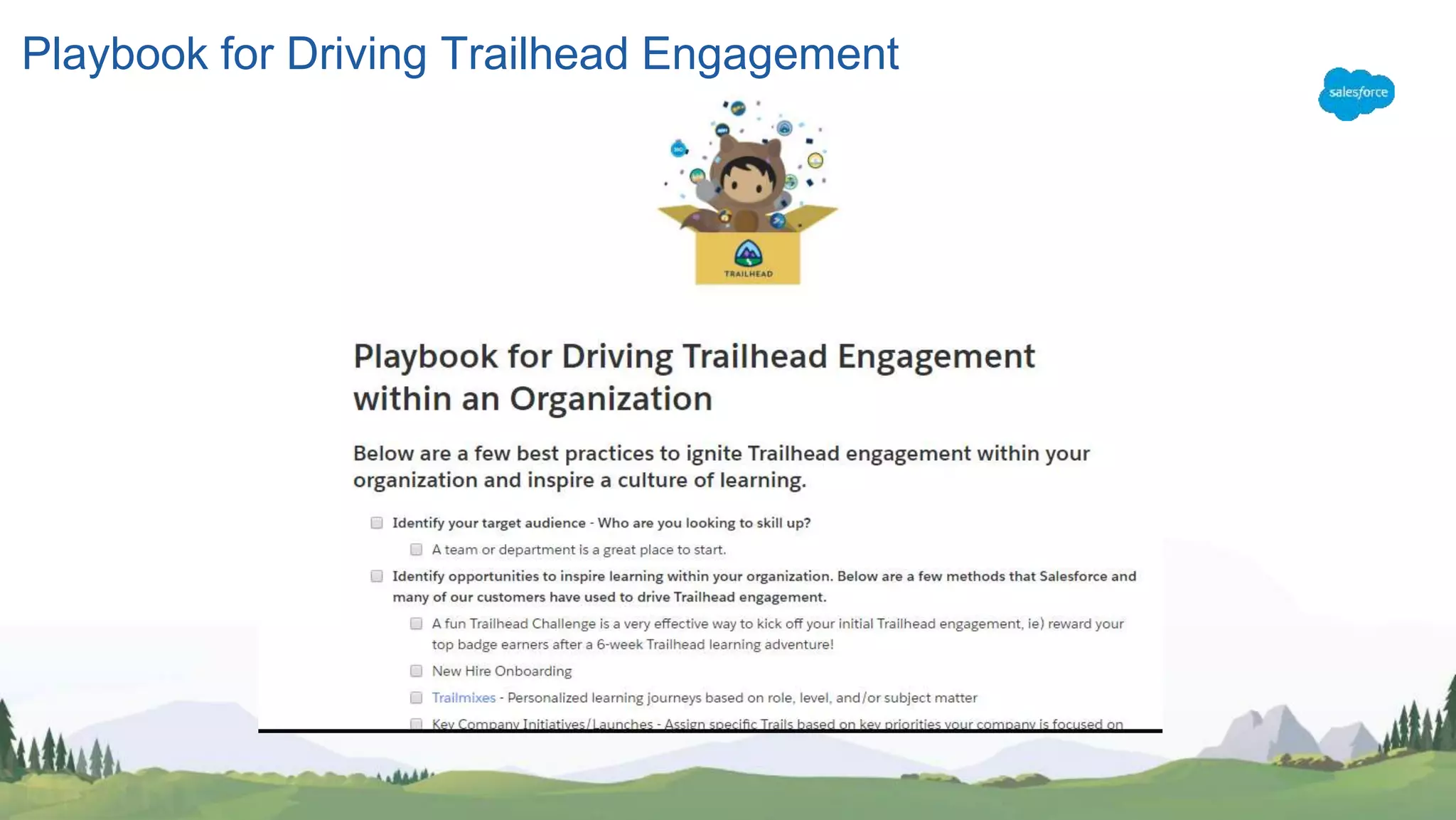 Playbook for Driving Trailhead Engagement
 
