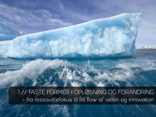 1 // FASTE FORMER I OPLØSNING OG FORANDRING
  - fra ressourcefokus til frit flow af viden og innovation
 