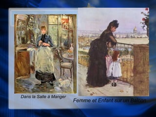 Dans la Salle à Manger Femme et Enfant sur un Balcon 