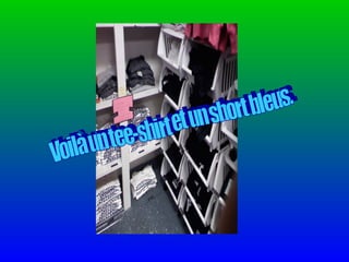 Voilà un tee-shirt et un short bleus. 