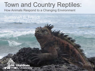 Town and Country Reptiles: 
How Animals Respond to a Changing Environment 
Susannah S. French 
Department of Biology & the Ecology Center 
 