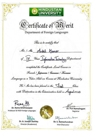 French Language Certificate