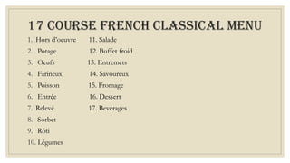 Comprehensive Guide to the 17-Course French Classical Menu and ...