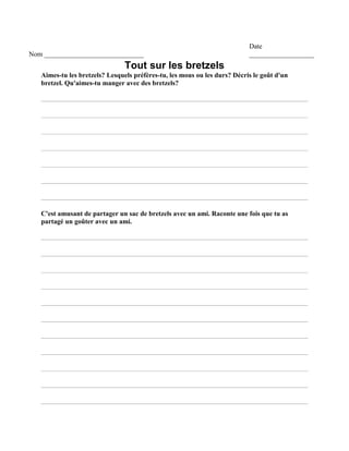 French Compréhension De Lecture 