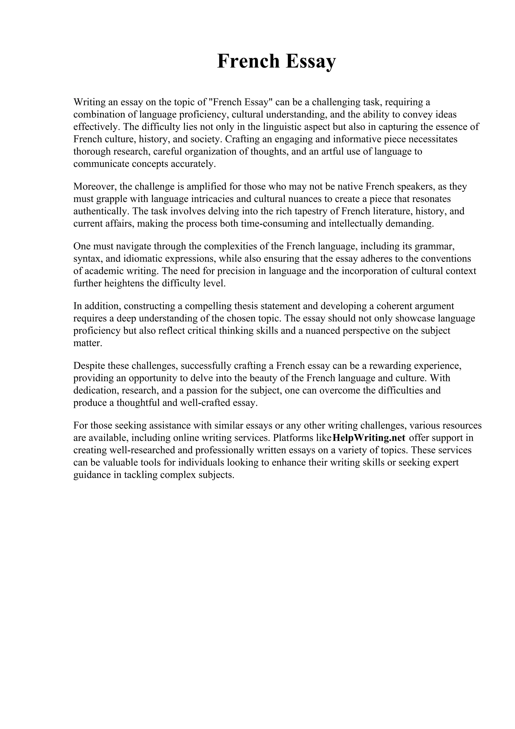 French Essay pdf French Essay pdf