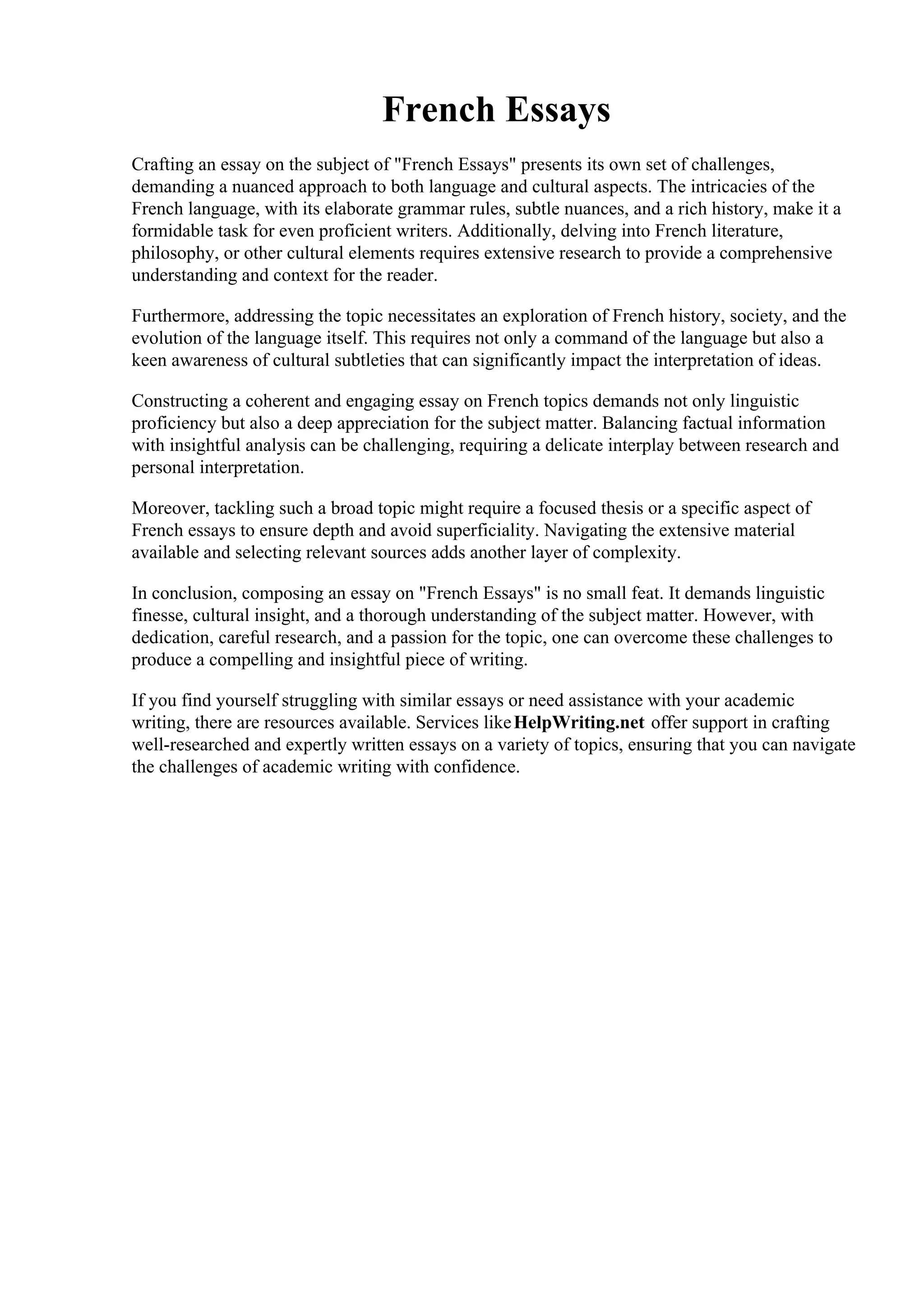 French Essays. French A level Essay Writing Handbook Teaching Resources PDF