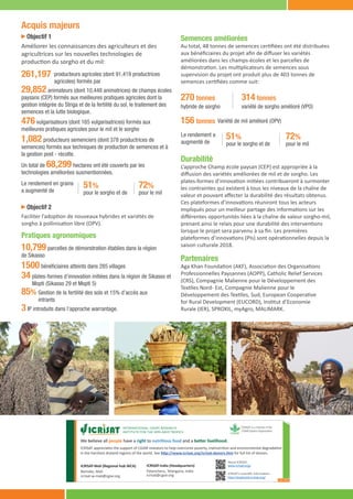 Diffuser à grande échelle les technologies du Sorgho et du Mil : Accroître la productivité, améliorer la nutrition, augmenter les revenus des ménages agricoles (French)