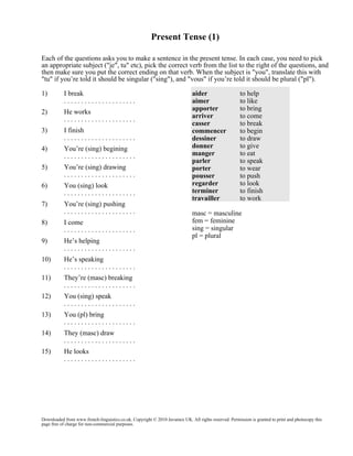 French grammar sheets | PDF