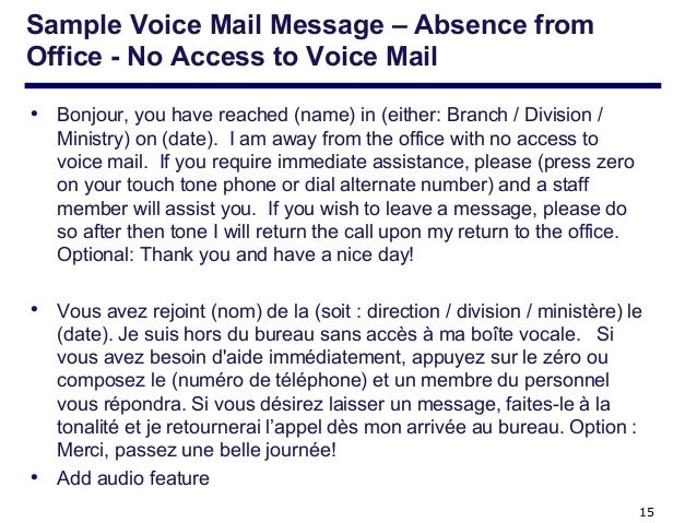 voice mail message samples Holiday voicemail greeting.