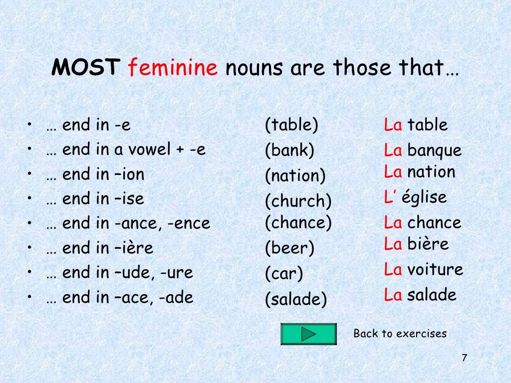 FRENCH MASCULINE OR FEMINIE