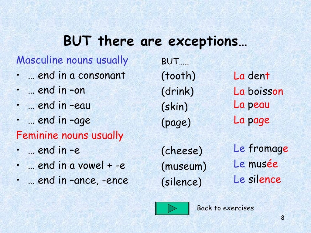 FRENCH MASCULINE OR FEMINIE