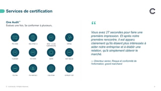 Services de certification
© ControlCase. All Rights Reserved. 8
“
Vous avez 27 secondes pour faire une
première impression. Et après notre
première rencontre, il est apparu
clairement qu'ils étaient plus intéressés à
aider notre entreprise et à établir une
relation, qu'à simplement obtenir le
marché.
— Directeur senior, Risque et conformité de
l'information, grand marchand
PCI DSS ISO 27001-2 SOC 1,2,3,&
Cybersecurity
HIPAA
FedRAMP PCI P2PE GDPR NIST 800-53
PCI PIN PCI SSF/SLC CSA STAR HITRUST CSF
One Audit™
Évaluez une fois. Se conformer à plusieurs..
 