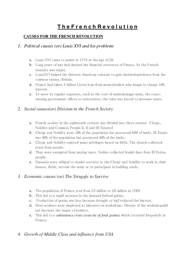 CLASSNOTES The French Revolution Class 9 Notes In English