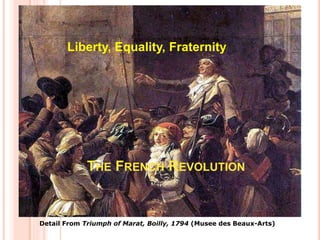 THE FRENCH REVOLUTION
Detail From Triumph of Marat, Boilly, 1794 (Musee des Beaux-Arts)
Liberty, Equality, Fraternity
 