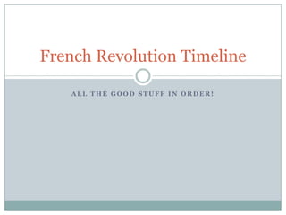 French Revolution Timeline

   ALL THE GOOD STUFF IN ORDER!
 