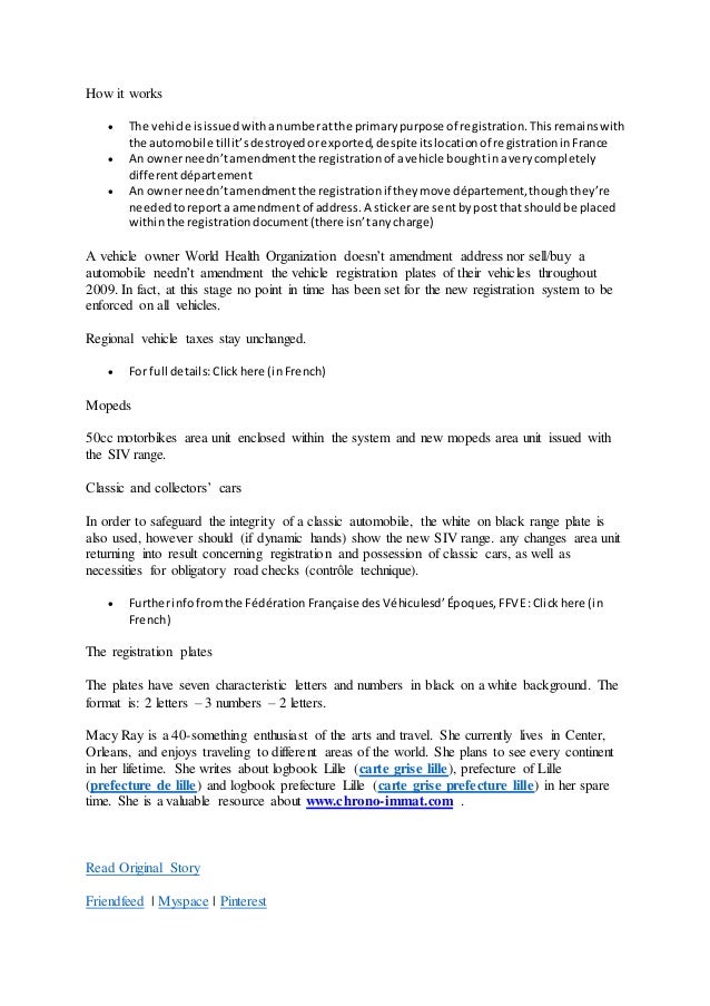 French vehicle registration document