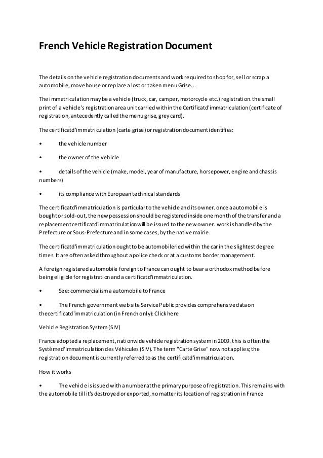 sell car document