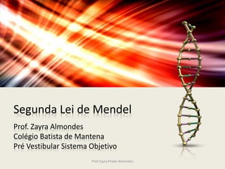 Segunda Lei de Mendel
Prof. Zayra Almondes
Colégio Batista de Mantena
Pré Vestibular Sistema Objetivo
Prof Zayra Prado Almondes
 