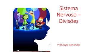Sistema
Nervoso –
Divisões
Prof Zayra Almondes
 