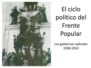El ciclo
político del
Frente
Popular
Los gobiernos radicales
1938-1952
 