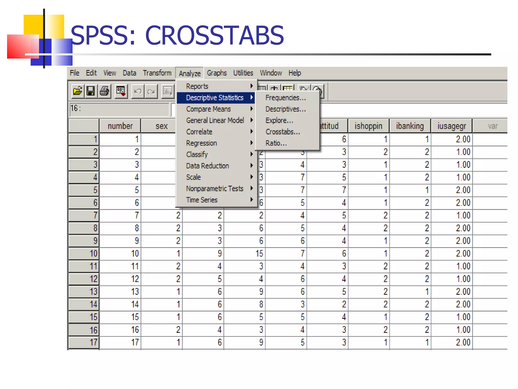 SPSS: CROSSTABS 