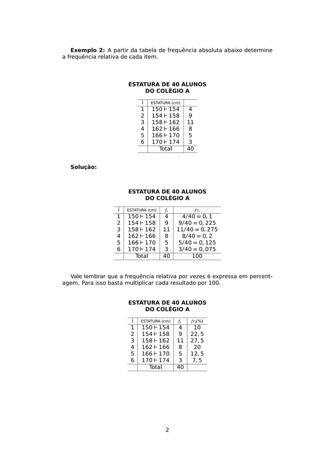 Exercícios Resolvidos: Frequência relativa, absoluta, acumulada | PDF