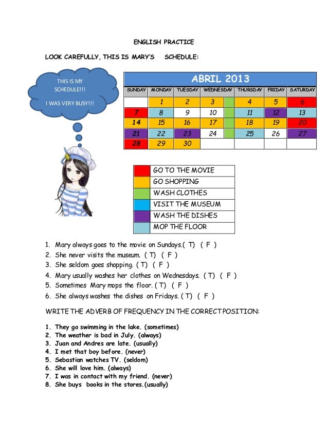 Frequency Adverbs Practice