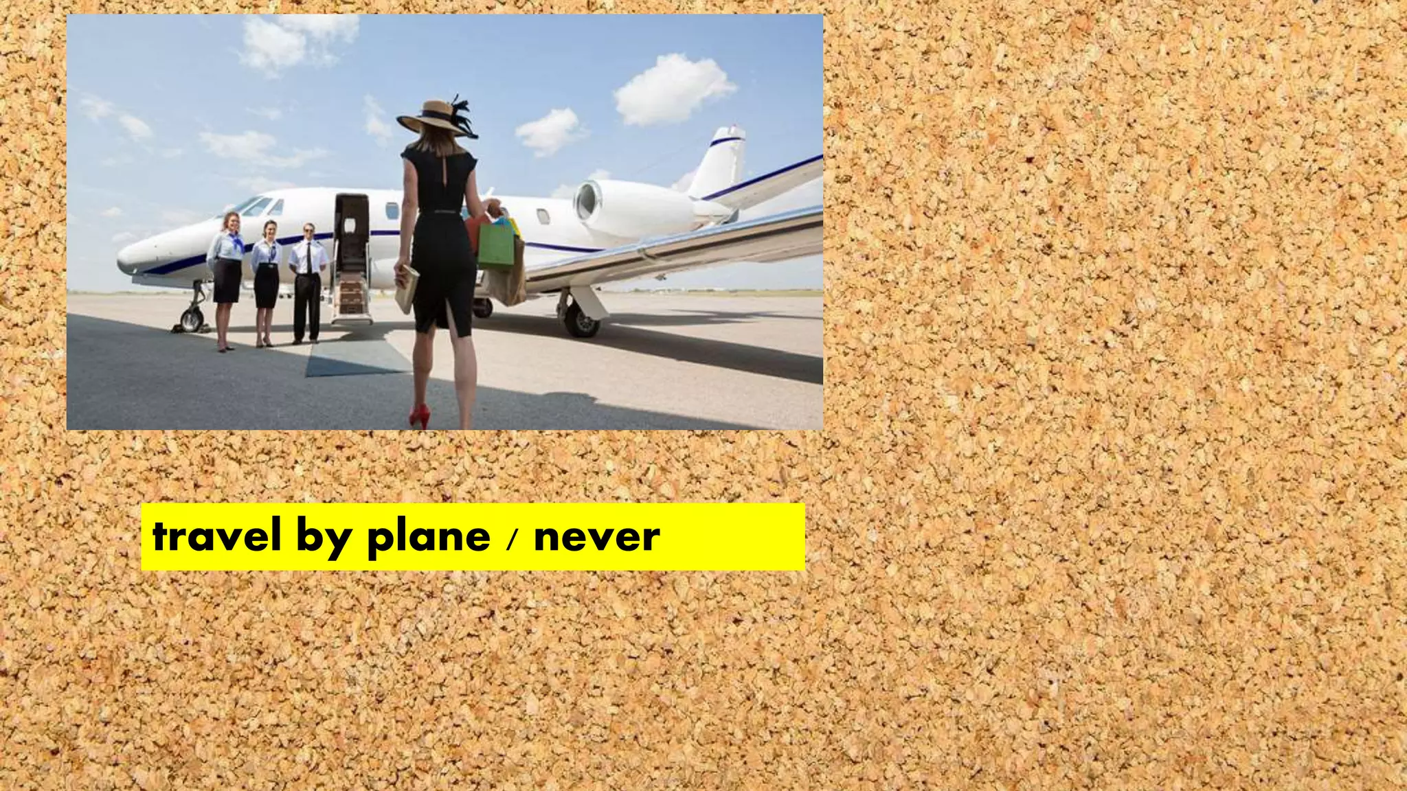 travel by plane / never
 