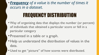 FREQUENCY DISTRIBUTION in Basic Statistics with clear samples.ppt