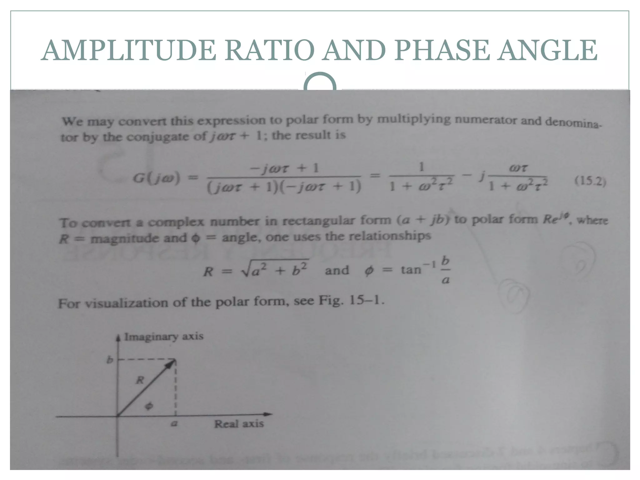 AMPLITUDE RATIO AND PHASE ANGLE
 