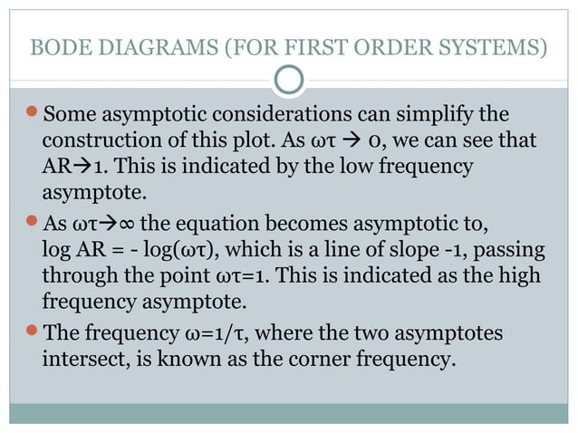 Frequency Response Analysis and Bode Diagrams for First Order Systems ...