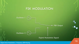 FSK MODULATION
Digital Data Modulation | Frequency Shift-Keying
16
Oscillator 1
Oscillator 2
Digital Modulation Signal
FSK Output
1
0
 