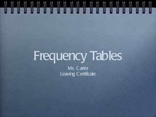 Frequency Tables ,[object Object],[object Object]