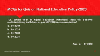 Frequently asked question NEP  2020 for competitive exam