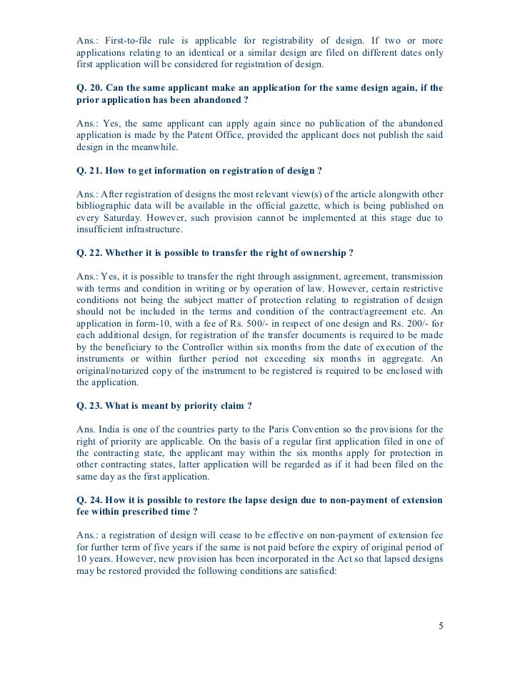 Frequently asked questions in INTELLECTUAL PROPERTY RIGHTS