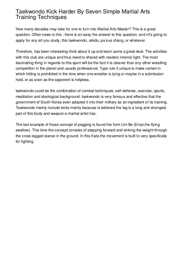 Taekwondo Kick Harder By Seven Simple Martial Arts Training Techniques